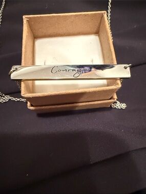 Courage Engraved Silver Bar Necklace - Inspirational Women’s Jewelry